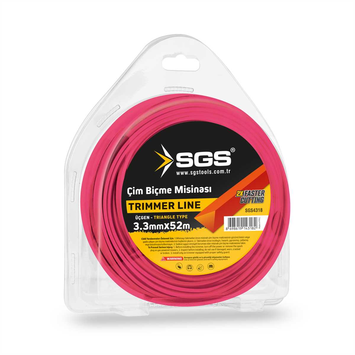 SGS4318 TIRPAN MİSİNASI 3.3 MM 52 METRE ÜÇGEN (KIRMIZI)